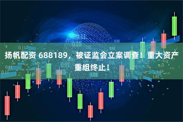 扬帆配资 688189，被证监会立案调查！重大资产重组终止！
